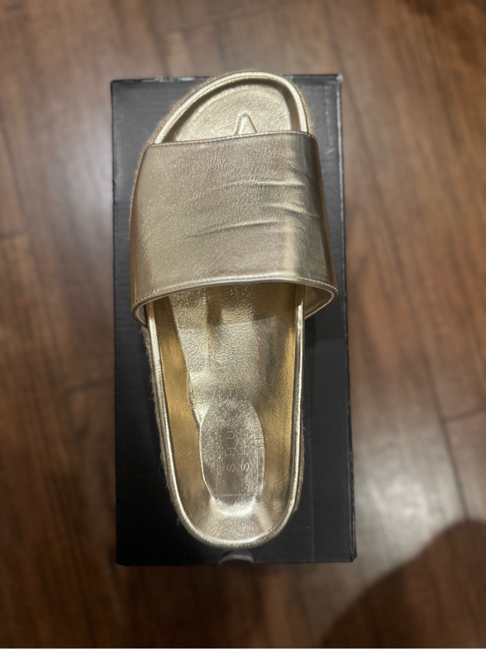 ShuShop Metallic Gold Single-Band Slide Sandals